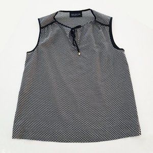 Jones New York Signature Sleeveless Top, 100% Cotton, Navy & White Polka Dot, SP